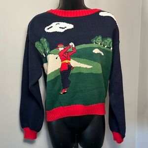 Lizsport VINTAGE Small Woman Golfer Sweater